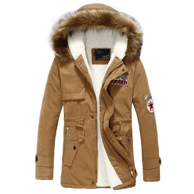 Winter Style Warm Men's Jacket Parka Thick Warm Fur Collar Long Cotton Jacket Men Comfortable Cotton Hooded Parka Men