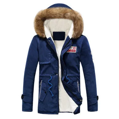 Winter Style Warm Men's Jacket Parka Thick Warm Fur Collar Long Cotton Jacket Men Comfortable Cotton Hooded Parka Men