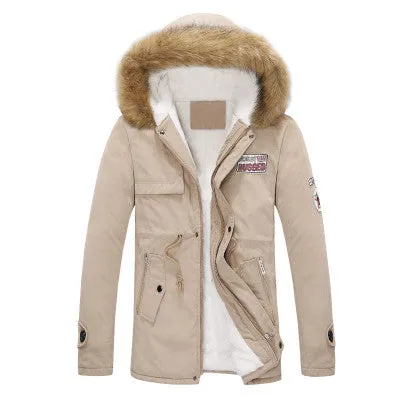 Winter Style Warm Men's Jacket Parka Thick Warm Fur Collar Long Cotton Jacket Men Comfortable Cotton Hooded Parka Men