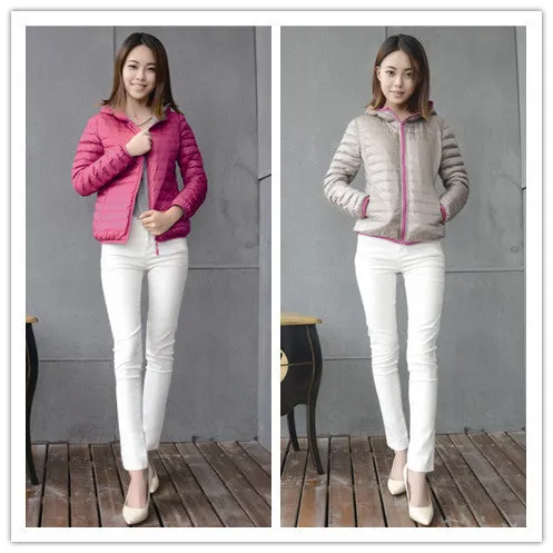 Winter Two Side Women 90% White Duck Down Jacket Women's Hooded Ultra Light Down Jackets Warm Winter Coat Parkas W00743