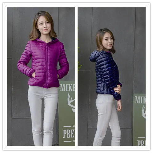 Winter Two Side Women 90% White Duck Down Jacket Women's Hooded Ultra Light Down Jackets Warm Winter Coat Parkas W00743
