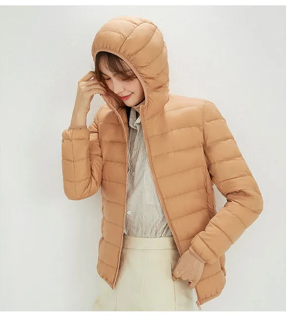 Women White Winter Portable Outwear Ultralight Jacket