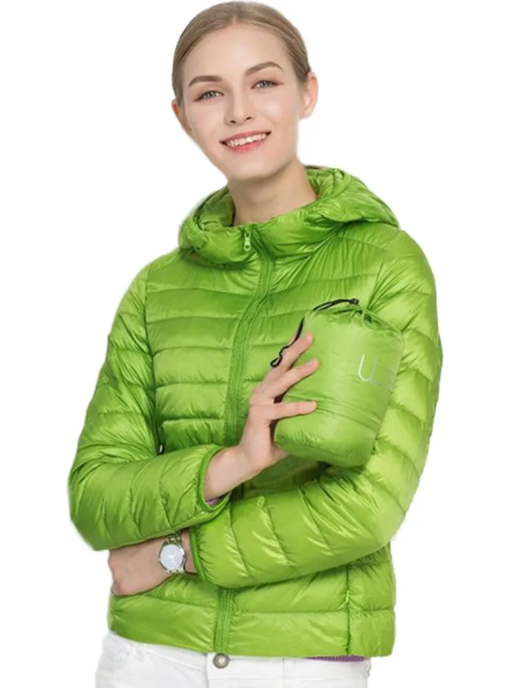 Women White Winter Portable Outwear Ultralight Jacket