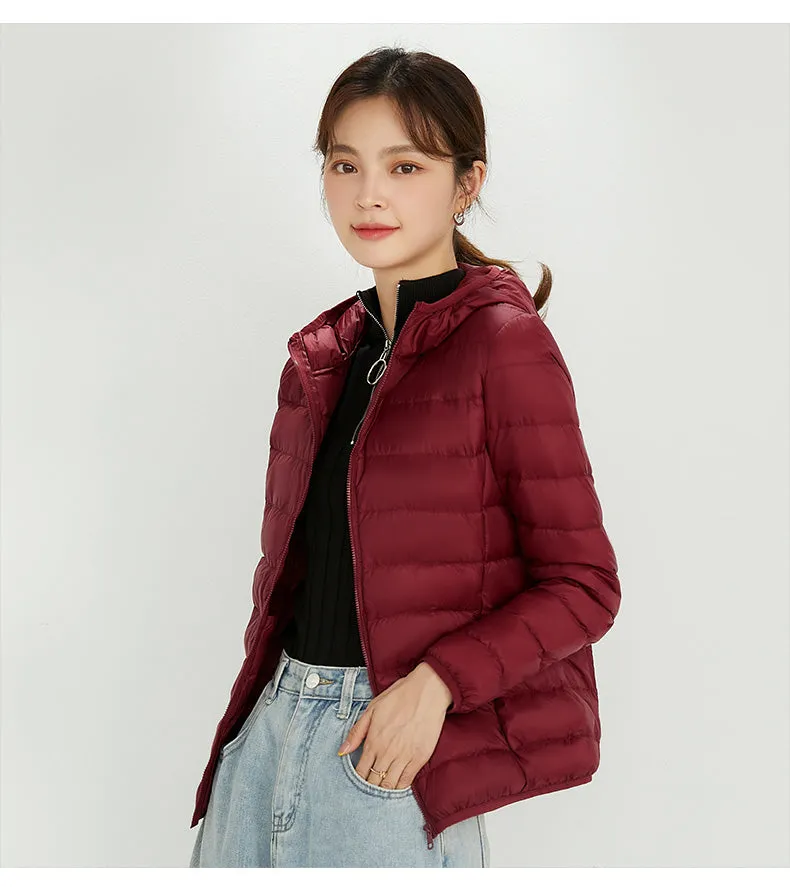 Women White Winter Portable Outwear Ultralight Jacket