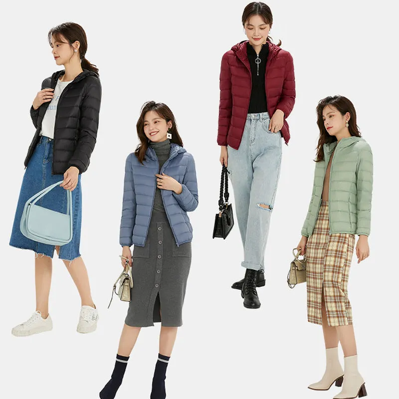 Women White Winter Portable Outwear Ultralight Jacket