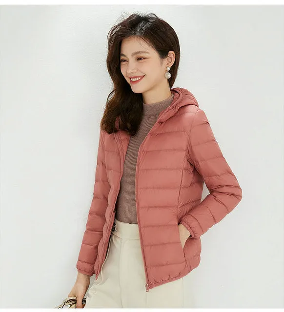 Women White Winter Portable Outwear Ultralight Jacket