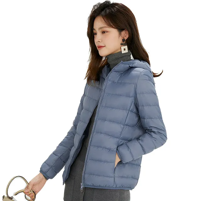 Women White Winter Portable Outwear Ultralight Jacket