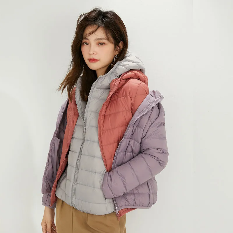 Women White Winter Portable Outwear Ultralight Jacket