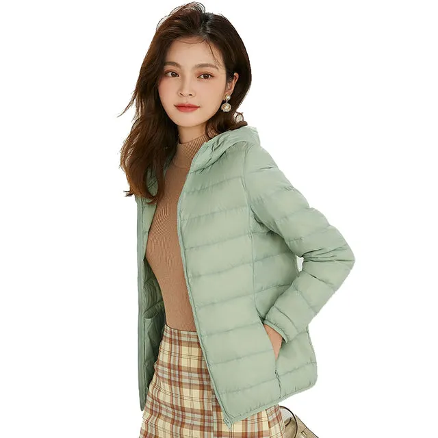 Women White Winter Portable Outwear Ultralight Jacket