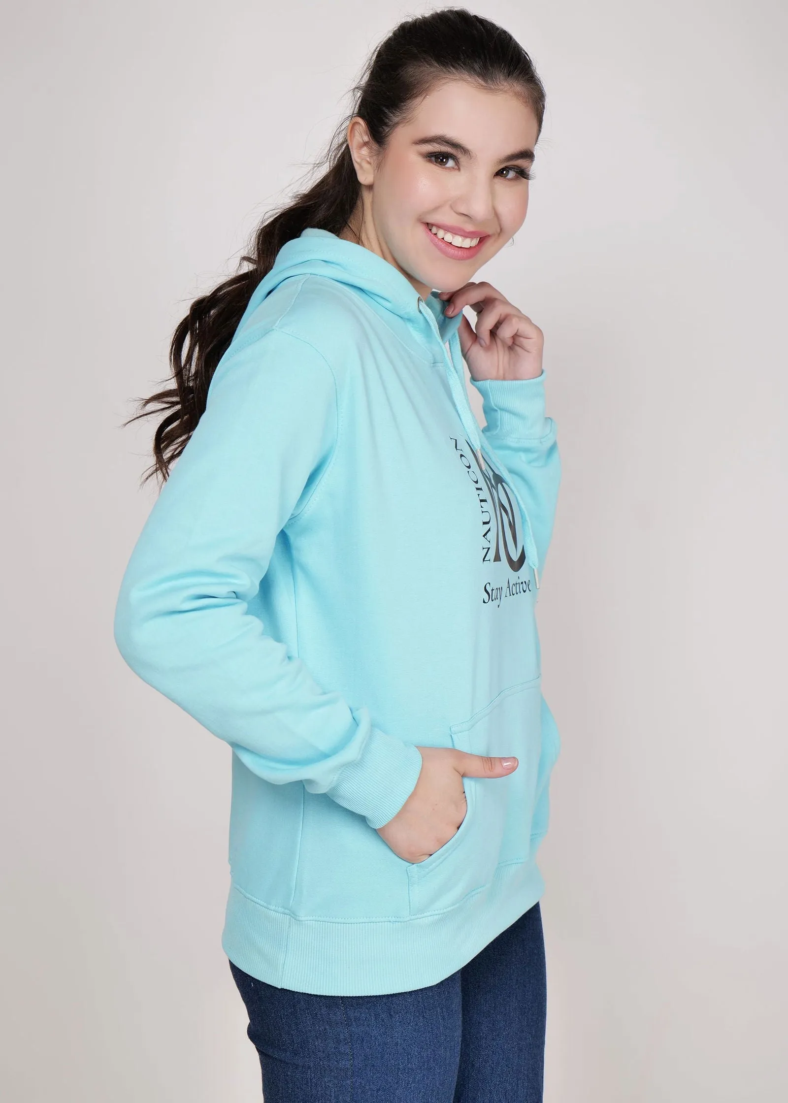 Women Winter Wear Stylish Hoodie Sky Blue