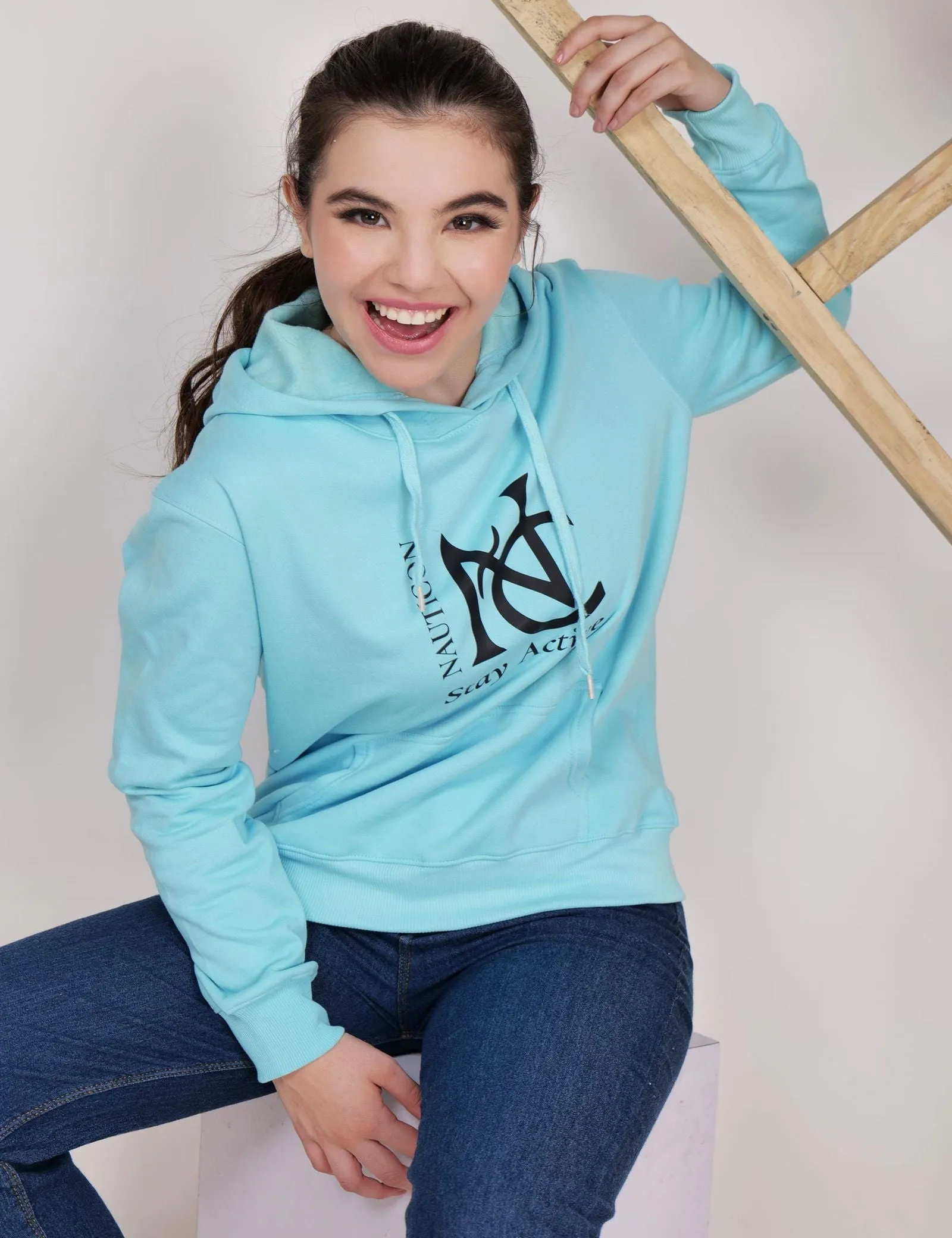 Women Winter Wear Stylish Hoodie Sky Blue