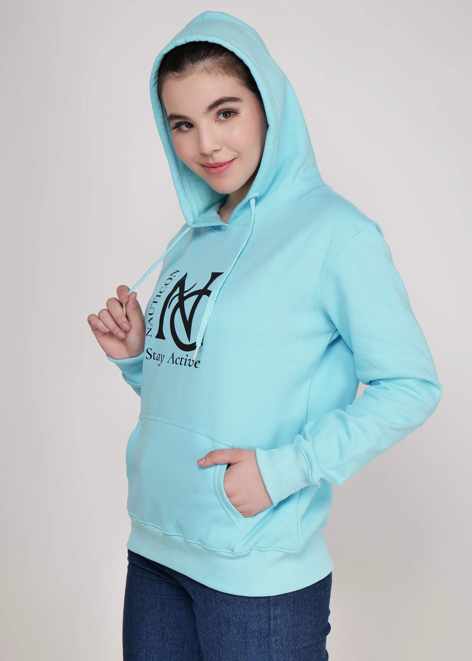 Women Winter Wear Stylish Hoodie Sky Blue