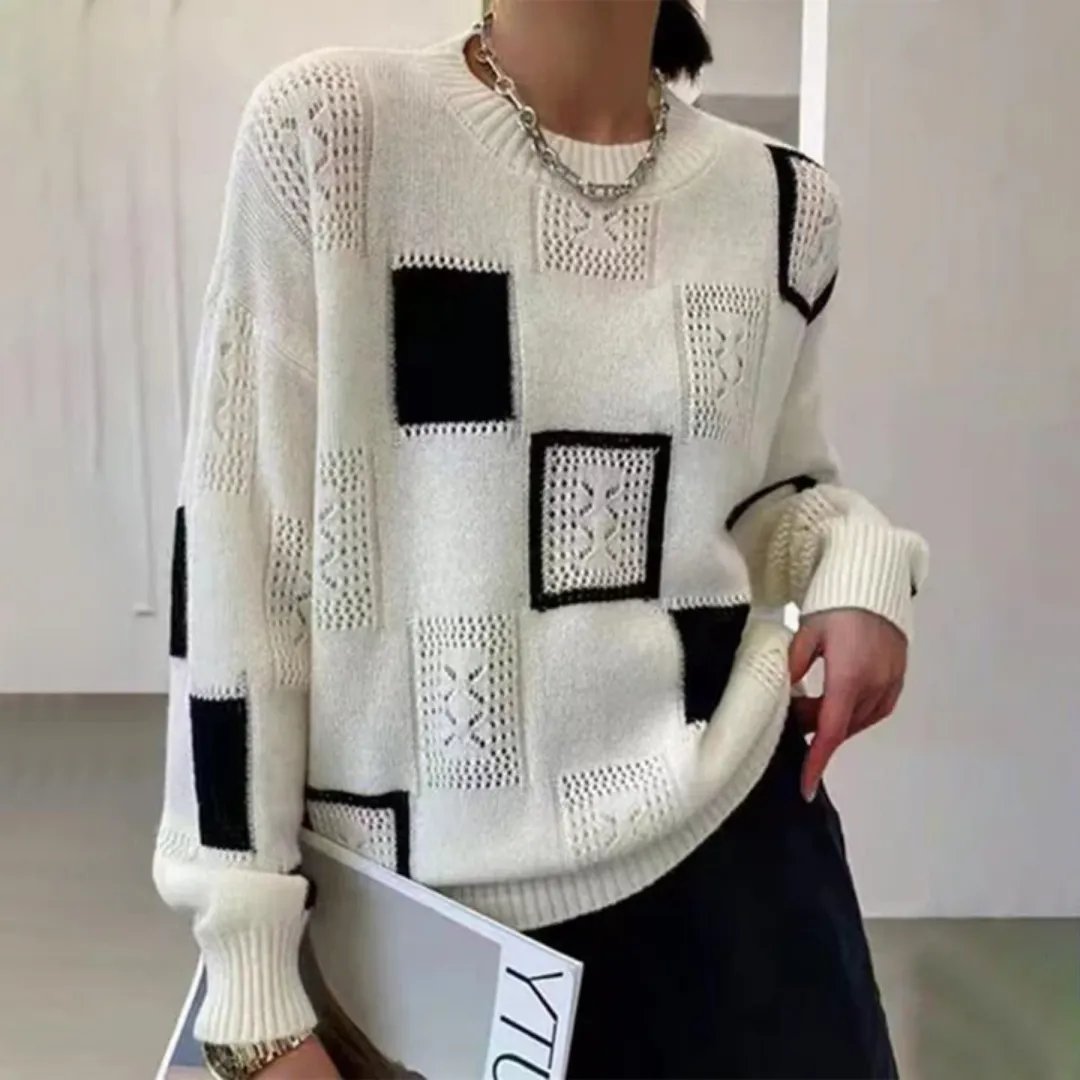 Women's Black And White Sweater | Knitted