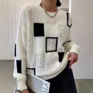 Women's Black And White Sweater | Knitted