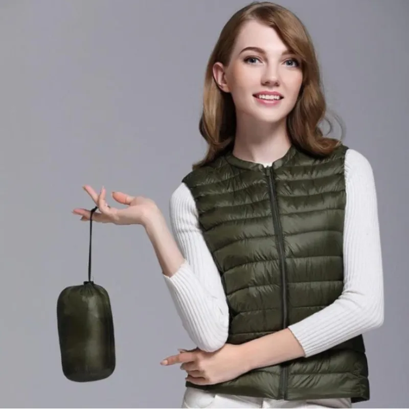 Women's Comfortable Zip Up Puffer Vest | Lightweight