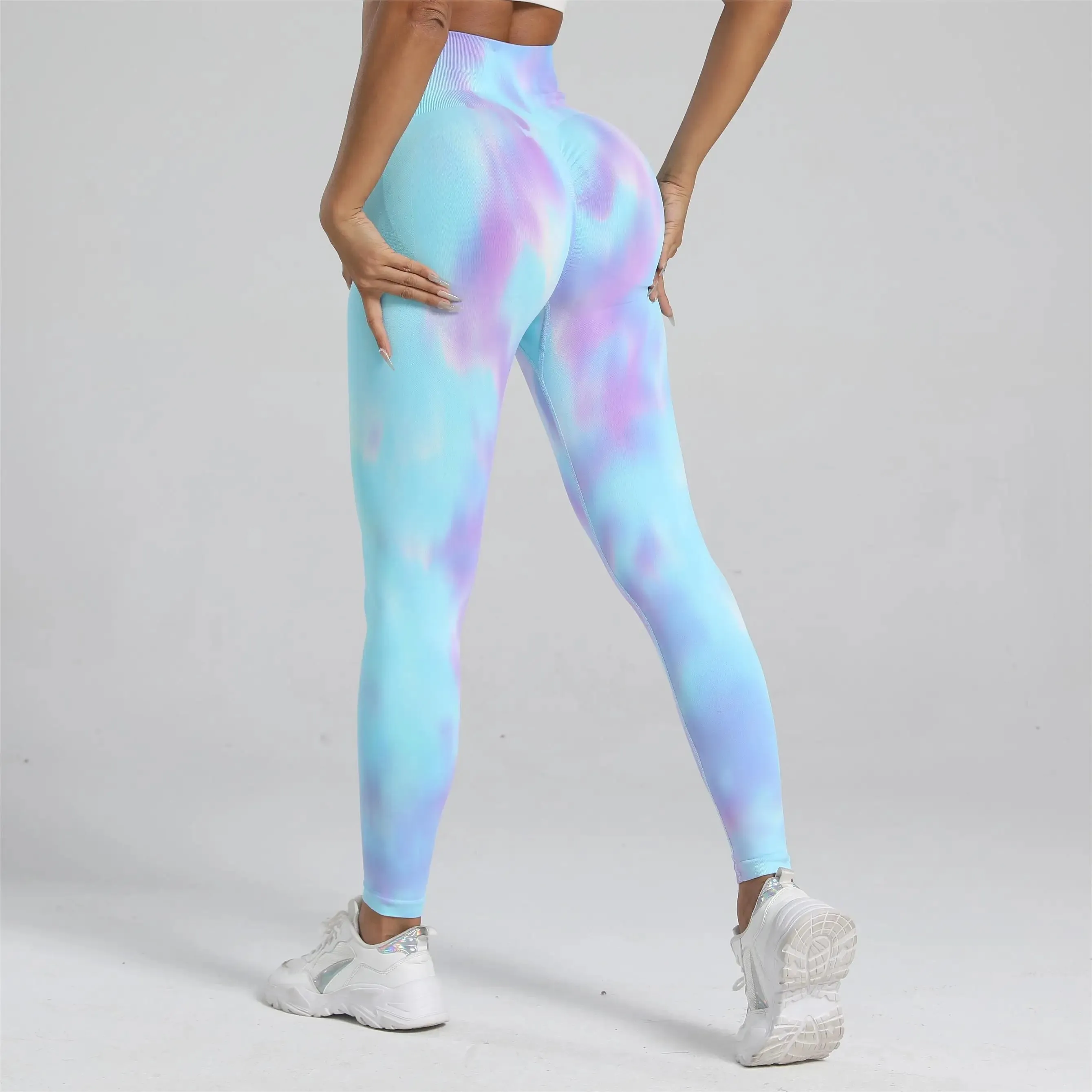 Women's Tie Dye High Waist Scrunch Leggings for Workout Yoga
