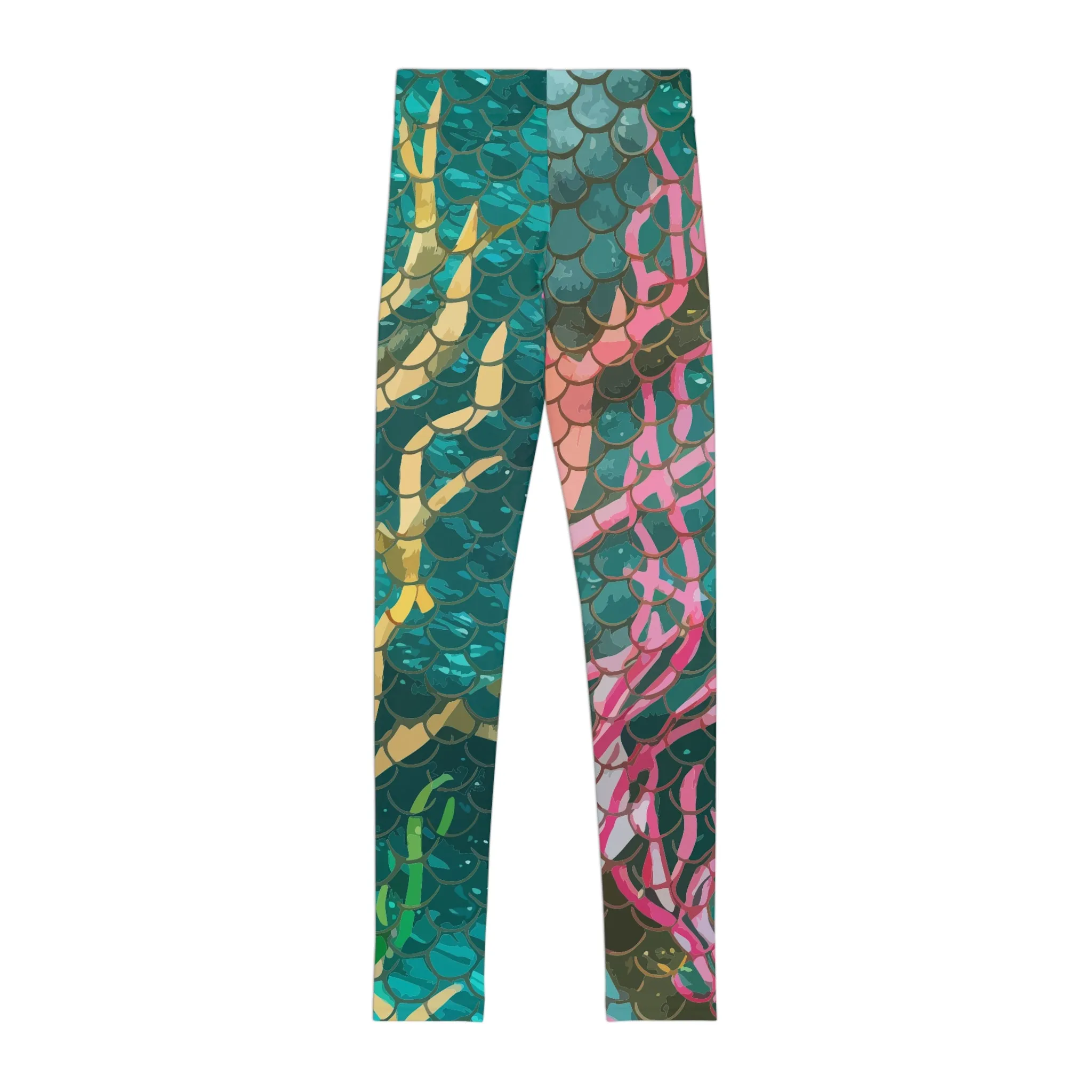 Youth Leggings - Vibrant Mermaid Scale Design for Active Girls