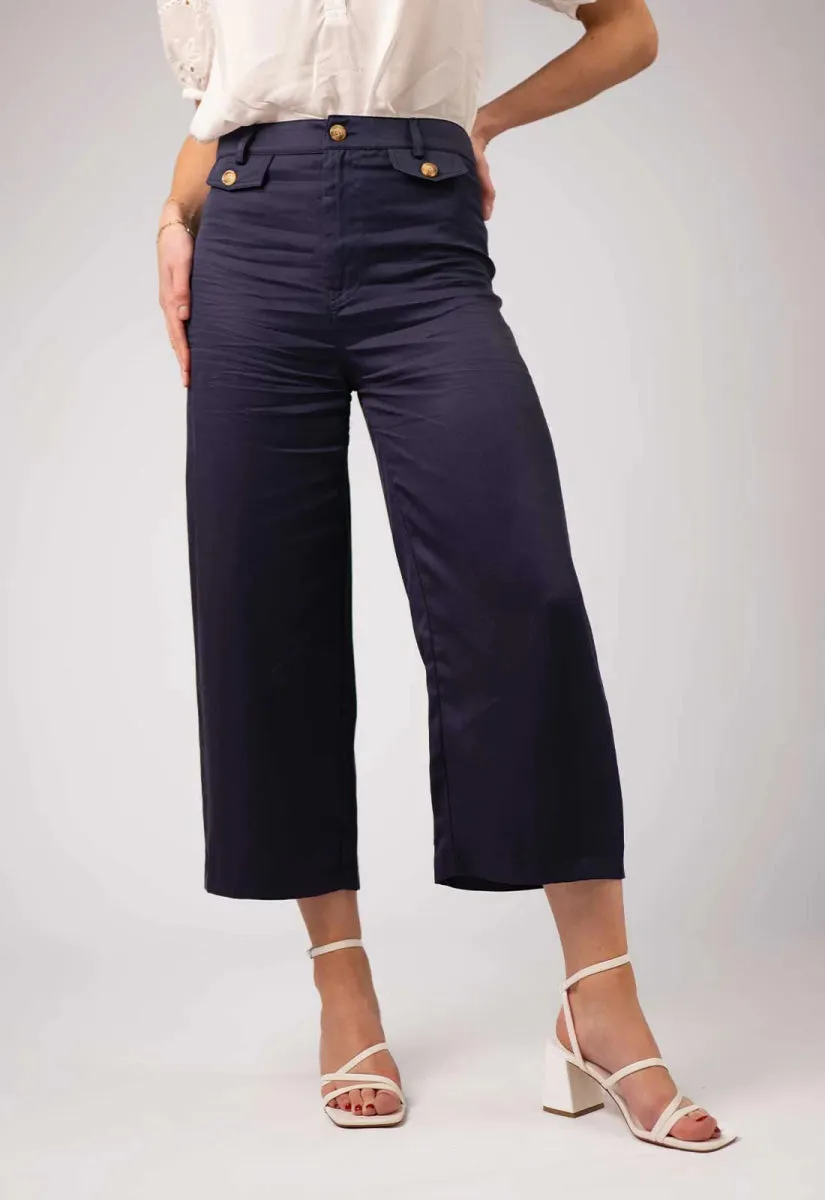 Zibi London JEM Navy Wide Trousers