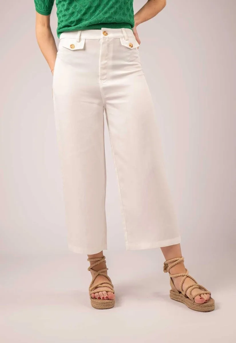 Zibi London JEM White Wide Trousers