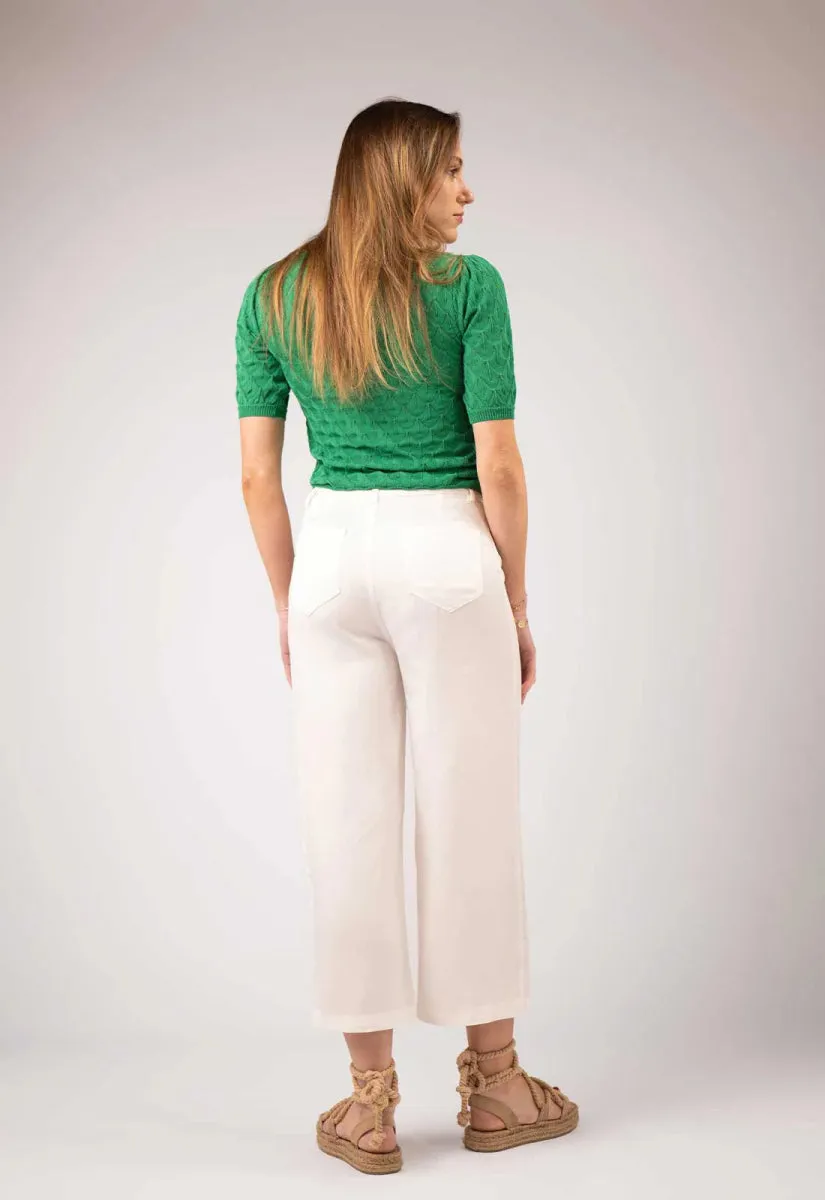 Zibi London JEM White Wide Trousers
