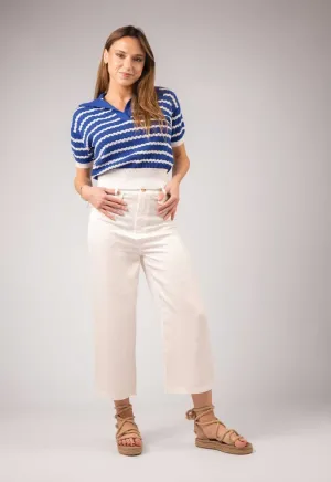 Zibi London JEM White Wide Trousers